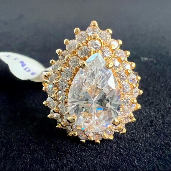 Vintage 90's Cubic Zirconia 14k Gold Plated Ring - Picture 5 of 5